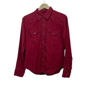 Sundance Red 100% Linen Button Up Shirt Size 8
